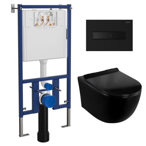 Комплект унитаз с инсталляцией с клавишей смыва Loranto  4501+7323+CS-203HM-MB