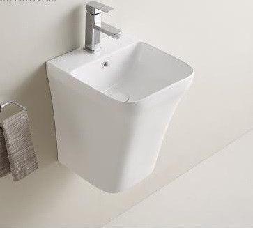 Раковина из сантехнического фаянса CeramaLux 500P 40х40 подвесная цвет белый 1 отверстие под смеситель