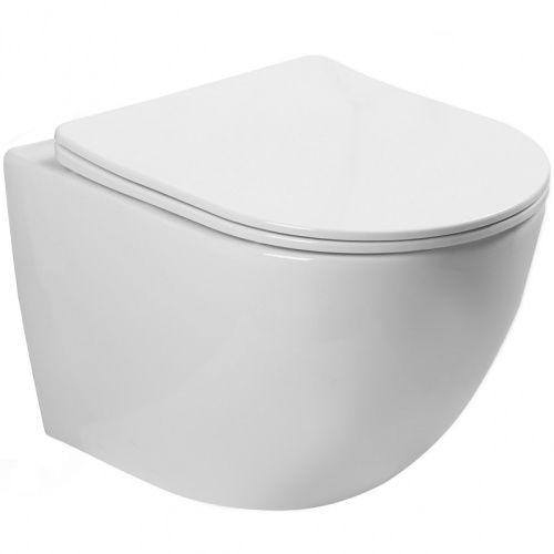 Унитаз подвесной SantiLine SL-5005 цвет белый с сиденьем микролифт безободковый смыв воронка-водоворот