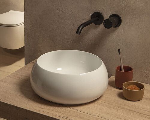 Раковина керамическая Globo T-EDGE TE035BI 40х40 накладная цвет белый без отверстий под смеситель