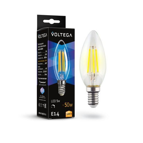 Лампочка светодиодная Voltega Candle dim 5W 7200