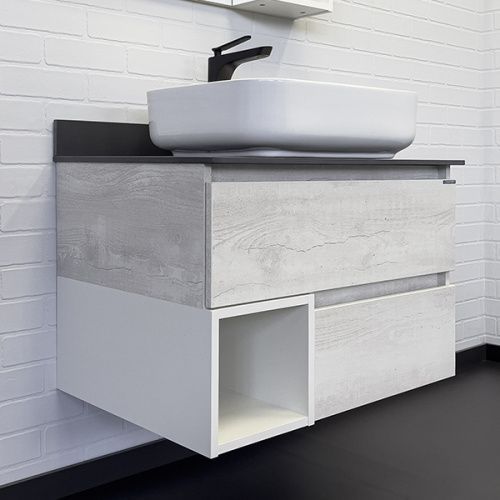 Тумба с раковиной Comforty Прага 00-00014832CF 80х50 подвесная цвет серый