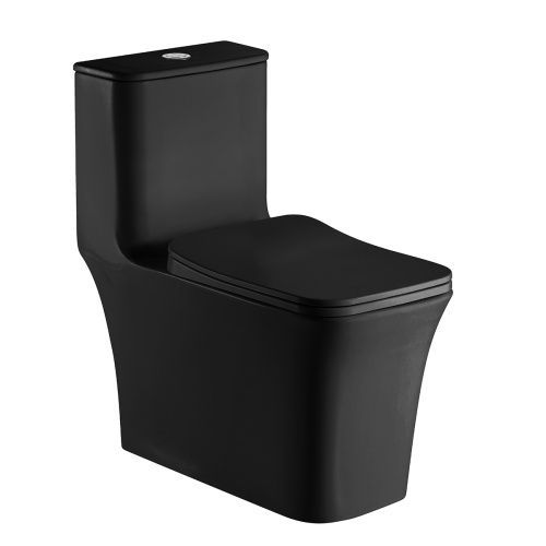 Унитаз напольный с бачком Azario GRESSA AZ-1111MB черный с сиденьем микролифт безободковый каскадный смыв