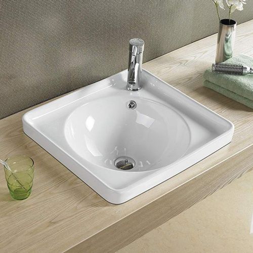 Раковина из сантехнического фарфора Melana 320323-805 50х40 встраиваемая цвет белый 1 отверстие под смеситель