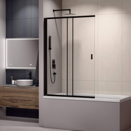 Душевая шторка на ванну RGW Screens 03114010-14 100х150 стекло прозрачное профиль черный ориентация универсальная