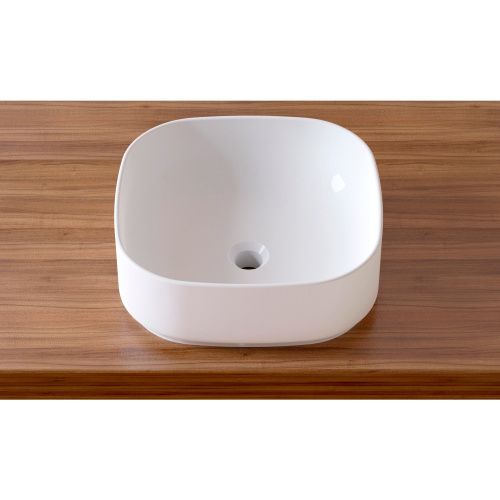 Раковина из сантехнического фарфора Lavinia Boho Bathroom Sink Slim 33311006 40х40 накладная цвет белый без отверстий под смеситель