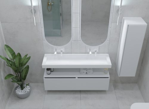 Раковина из искусственного камня Armadi Art Flat 859-140 140х50 подвесная цвет белый без отверстий под смеситель