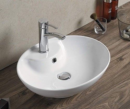 Раковина из сантехнического фаянса CeramaLux 78197 50х40 накладная цвет белый 1 отверстие под смеситель