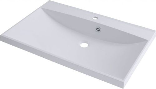 Раковина из искусственного камня Aquanet Нота NEW 00204118 80х50 полувстраиваемая цвет белый 1 отверстие под смеситель