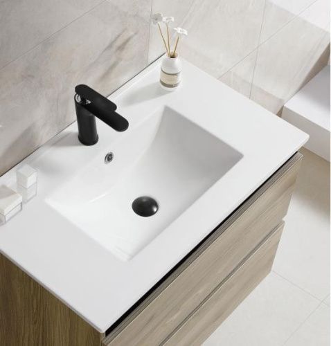 Раковина из сантехнического фаянса CeramaLux 9060E 60х50 встраиваемая цвет белый 1 отверстие под смеситель