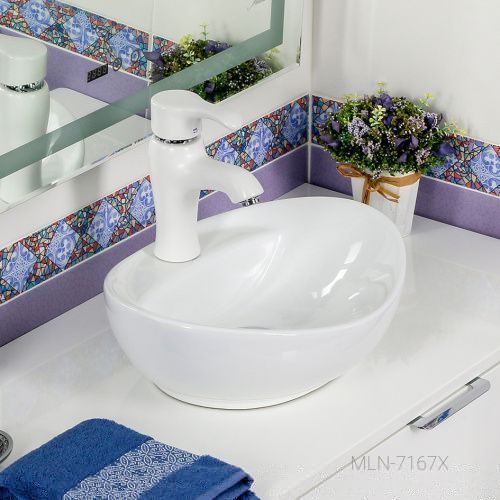 Раковина из сантехнического фарфора Melana 7167X-805 40х30 накладная цвет белый 1 отверстие под смеситель