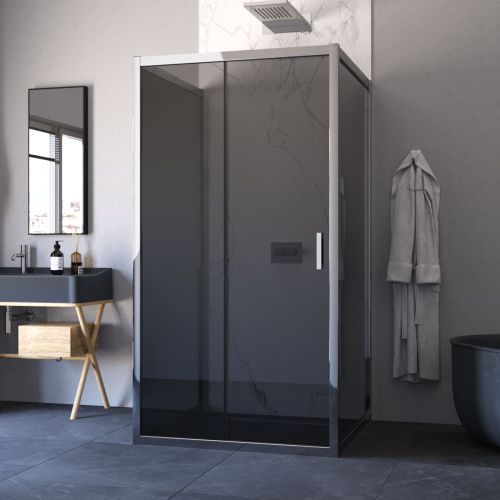 Душевой уголок Vegas-Glass ZP-U TUR+NOVO ZP-U TUR NOVO 120*100 08 07 120х100 стекло тонированное профиль хром без поддона