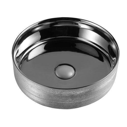 Раковина из сантехнического фаянса Azario AZ-3134-ST-S 40 см накладная цвет серебро без отверстий под смеситель