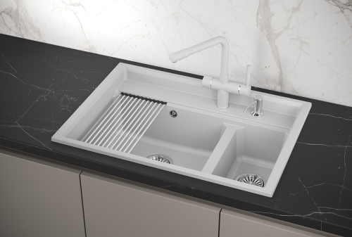 Кухонная мойка Granula Kitchen Space 7302, АРКТИК 75х50 цвет белый поверхность матовая