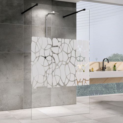 Душевая перегородка Abber Immer Offen AG68100BF8 100х200 стекло с рисунком профиль черный