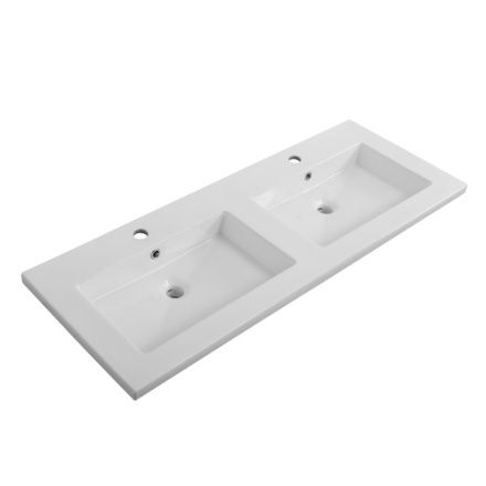 Раковина керамическая Cezares CZR-8070-120-2 120х50 подвесная цвет белый 2 отверстия под смеситель