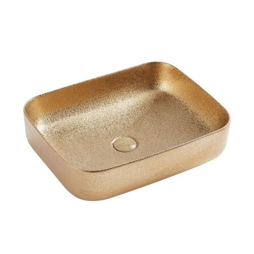 Раковина из сантехнического фарфора Melana 320353MGS-805 50х40 накладная цвет золото без отверстий под смеситель