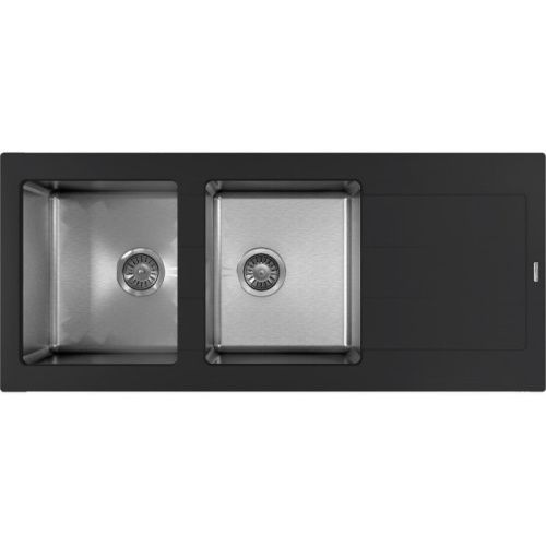 Кухонная мойка Florentina Комби 1160 21.415.E1160.302 115х50 цвет черный поверхность полированная