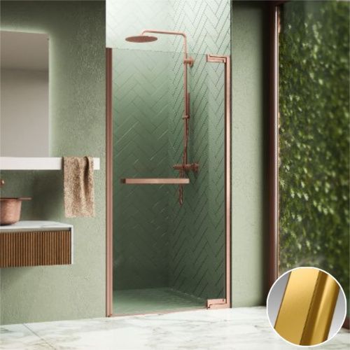 Душевая дверь Novellini N180 N1801B90-1P 90х200 стекло прозрачное профиль золото