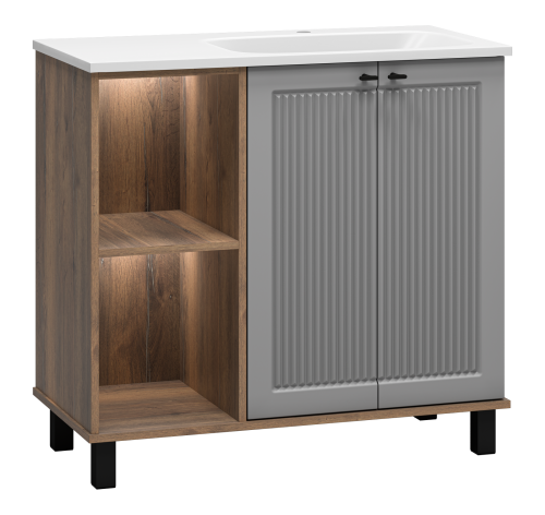 Тумба под раковину Brevita Lumus LUM-06090-0842ЯP 90х40 напольная цвет серый/коричневый