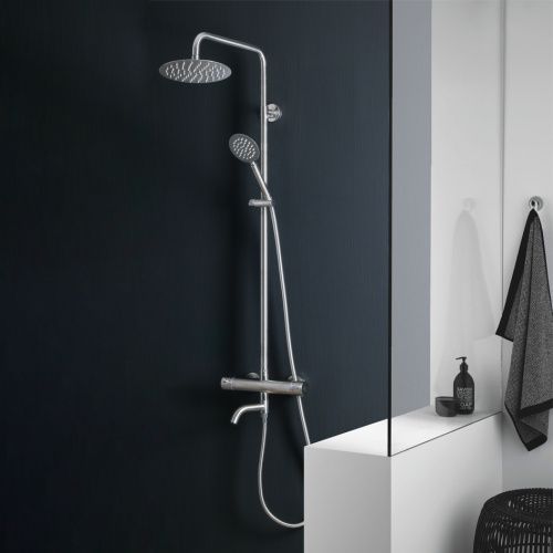 Душевая стойка Melana Stello 610307-T настенная цвет серый с термостатом