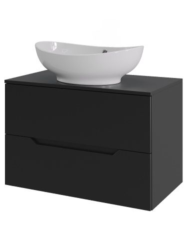 Тумба с раковиной Orange Line Li-70TubMDF+B08-585W 70х50 подвесная цвет черный