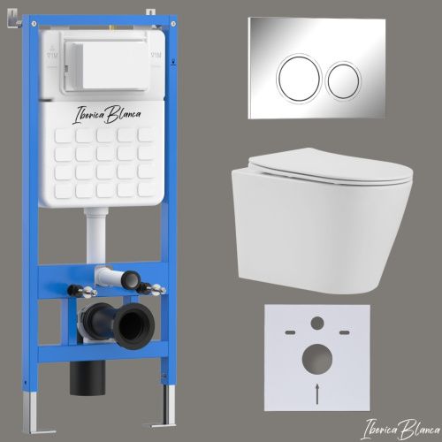 Комплект унитаз с инталляцией и клавишей смыва Iberica Blanca BURGOS ALTO IB001.BRA.234.823
