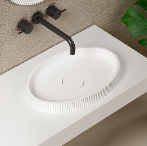 Раковина из искусственного камня Abber STEIN AS2603 50х30 накладная цвет белый без отверстий под смеситель