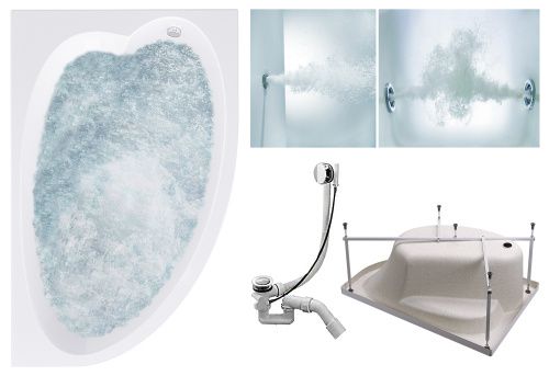 Ванна акриловая гидромассажная Timo IVA IVA1610R-KTIVA16-SPV1505-T-CM-T-BM 160х100 пристенная асимметричная с каркасом