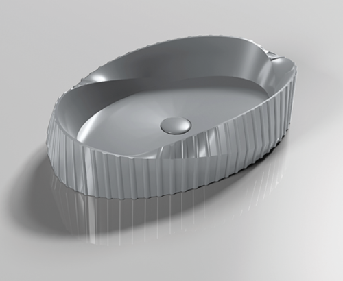 Раковина из сантехнического фаянса CeramaLux 78750MPG 60х40 накладная цвет серый без отверстий под смеситель