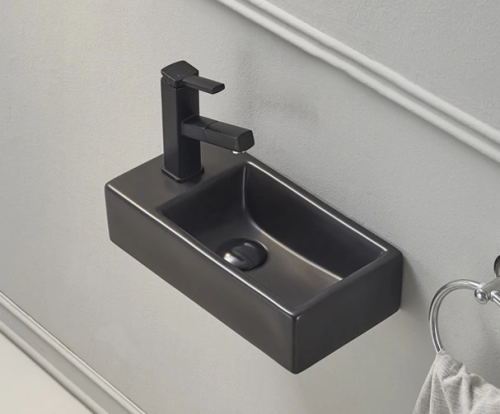 Раковина керамическая Gid Suspendido 62201R 40х20 подвесная цвет черный 1 отверстие под смеситель