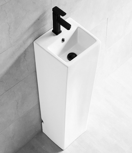 Раковина из сантехнического фаянса CeramaLux NB147 30х30 напольная цвет белый 1 отверстие под смеситель