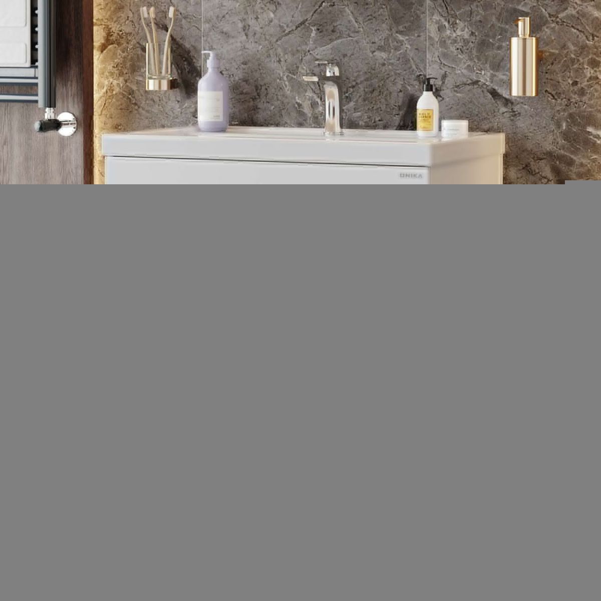 Тумба под раковину Onika Стрим 108059 80х40 напольная цвет белый - фото 2