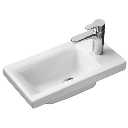 Раковина из сантехнического фаянса Aquaton Миранда 1WH302500 40 см накладная цвет белый 1 отверстие под смеситель