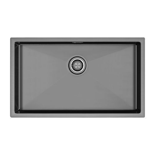 Кухонная мойка Paulmark ALLER 74 UNI PM807444-GM 70х40 цвет вороненая сталь поверхность брашированная