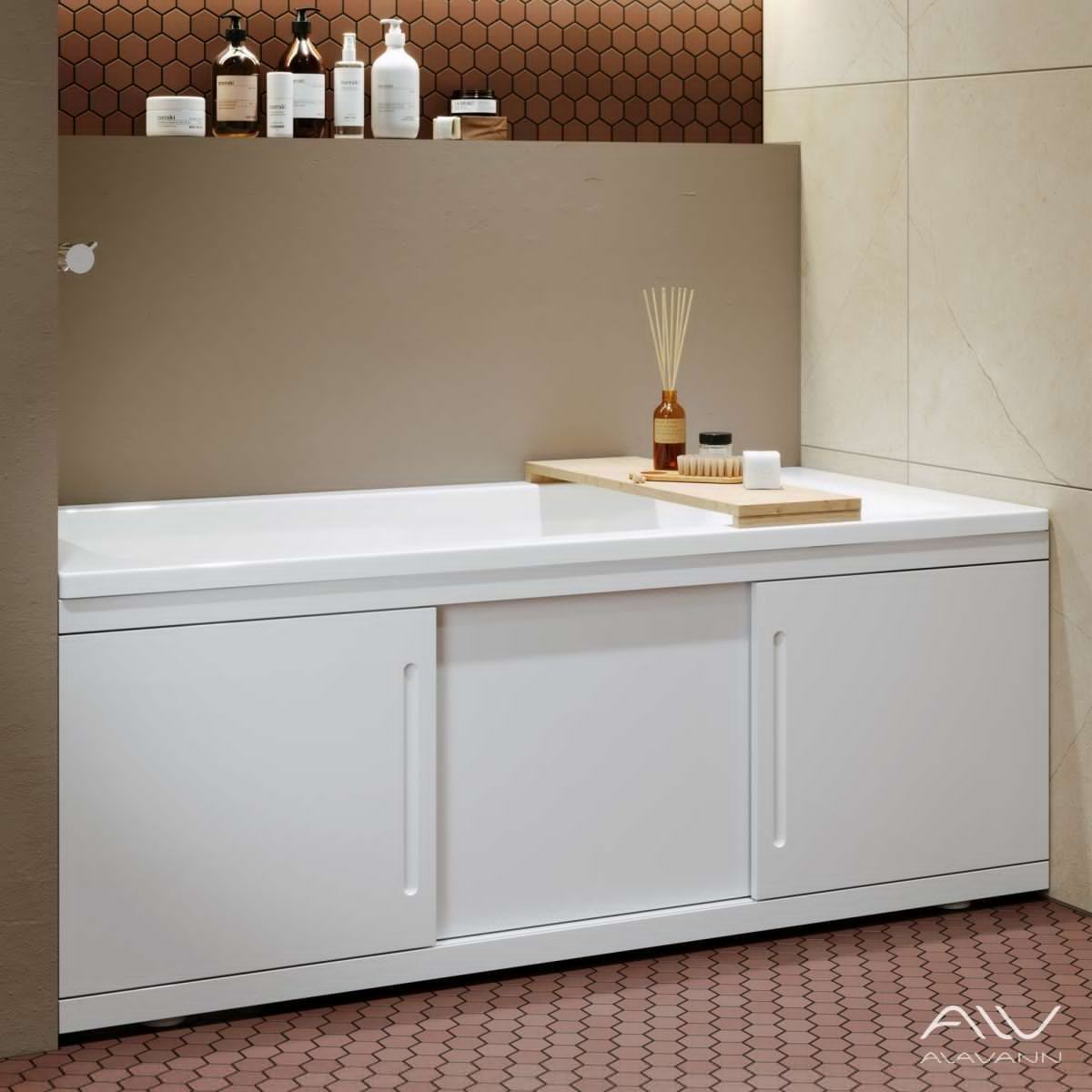 Экран под ванну Alavann Alt 150 см ALV0713001 фронтальный МДФ раздвижной белый