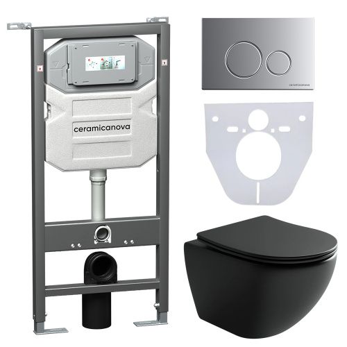 Инсталляция с кнопкой + унитаз + шумоизоляция Ceramica Nova CN4002MB_1001M_1000