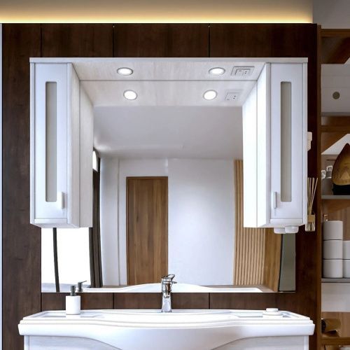 Зеркало-шкаф Бриклаер Бали 4627125411984 120х80 подвесной цвет белый/бежевый