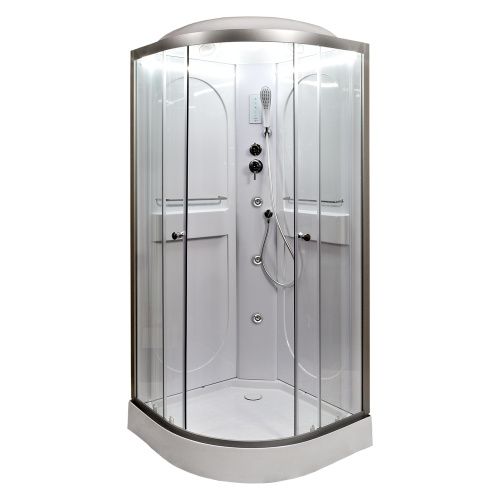 Душевая кабина AvaCan L608LED+GM 80х80 четверть круга с крышей ориентация универсальная