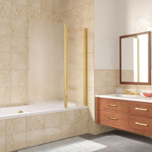 Душевая шторка на ванну Vegas-Glass E2V LUX ST E2V LUX ST 115 09 02 R 115х150 стекло рифленое профиль золото ориентация правая
