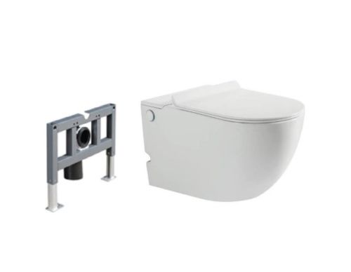 Унитаз подвесной SantiLine SL-5031 цвет белый с сиденьем микролифт безободковый смыв воронка-водоворот