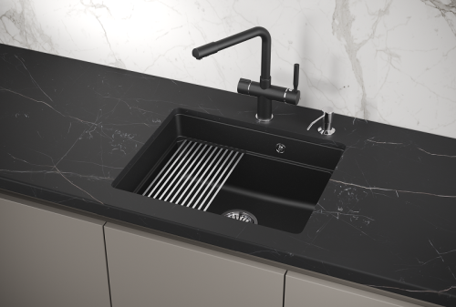 Кухонная мойка Granula Kitchen Space 5501U, ШВАРЦ 55х45 цвет черный поверхность матовая