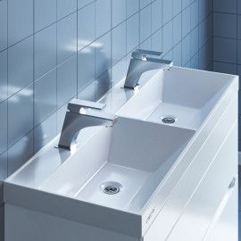 Раковина из искусственного камня СанТа Юпитер100 100х40 подвесная цвет белый