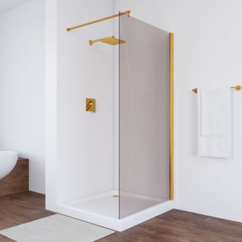 Душевая перегородка Vegas-Glass EAF TUR+NOVO EAF TUR NOVO 116 09 05 115х200 стекло тонированное профиль золото