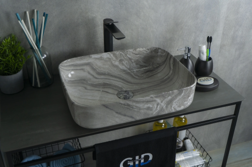 Раковина керамическая Gid Geométrico 54458 50х40 накладная цвет многоцветный без отверстий под смеситель