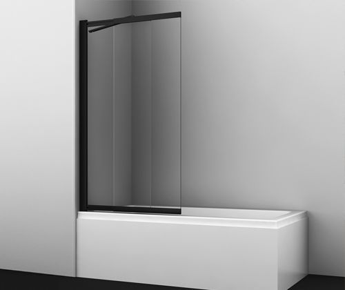 Душевая шторка на ванну Wasserkraft Dill 61S 61S02-100WS Fixed 100х140 стекло прозрачное профиль черный ориентация универсальная