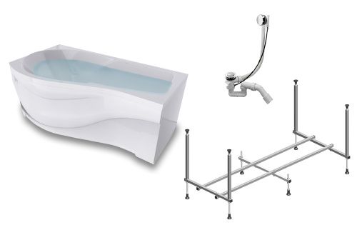 Ванна акриловая Timo VINO VINO1792L-KTVINO17-SPV1505-FPVINO17L-TPVINO17L 170х90 пристенная асимметричная с каркасом