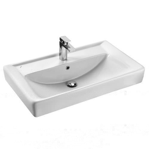 Раковина из сантехнического фарфора Santek Тигода WH302084 80х50 накладная цвет белый