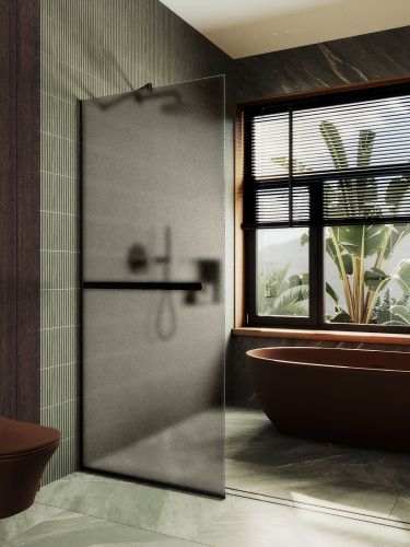 Душевая перегородка Maybah Glass MGD-716-6у 120х195 стекло тонированное профиль черный