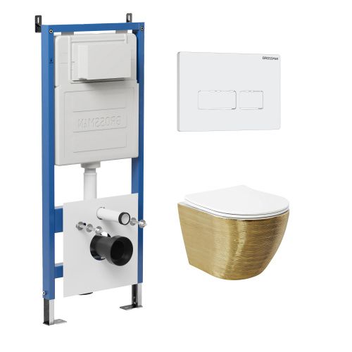 Инсталляция + кнопка смыва + унитаз Grossman Pragma 97.4455GWS.03.000
